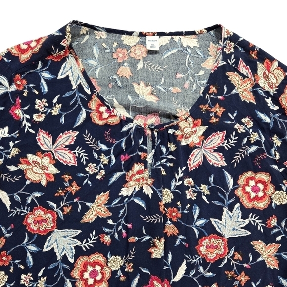 Old Navy Blue Floral Soft-Woven Keyhole Swing Dress Feminine Romantic - Picture 5 of 10